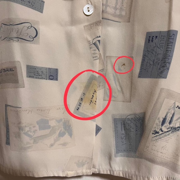 Vintage Talbots 100% Silk World Travel Print Button-Up - Picture 4 of 6